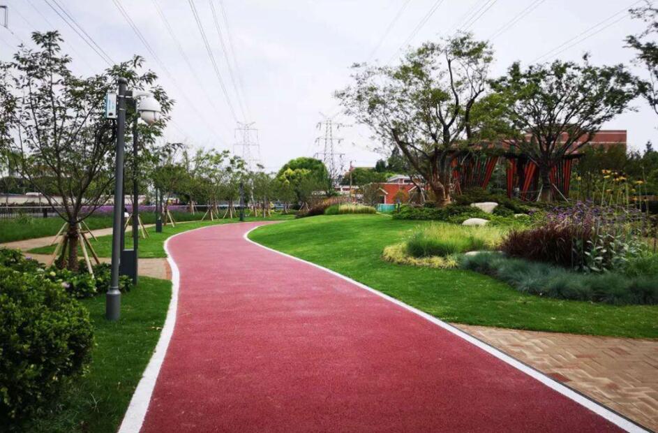 彩色透水混凝土健身步道，人車(chē)共用